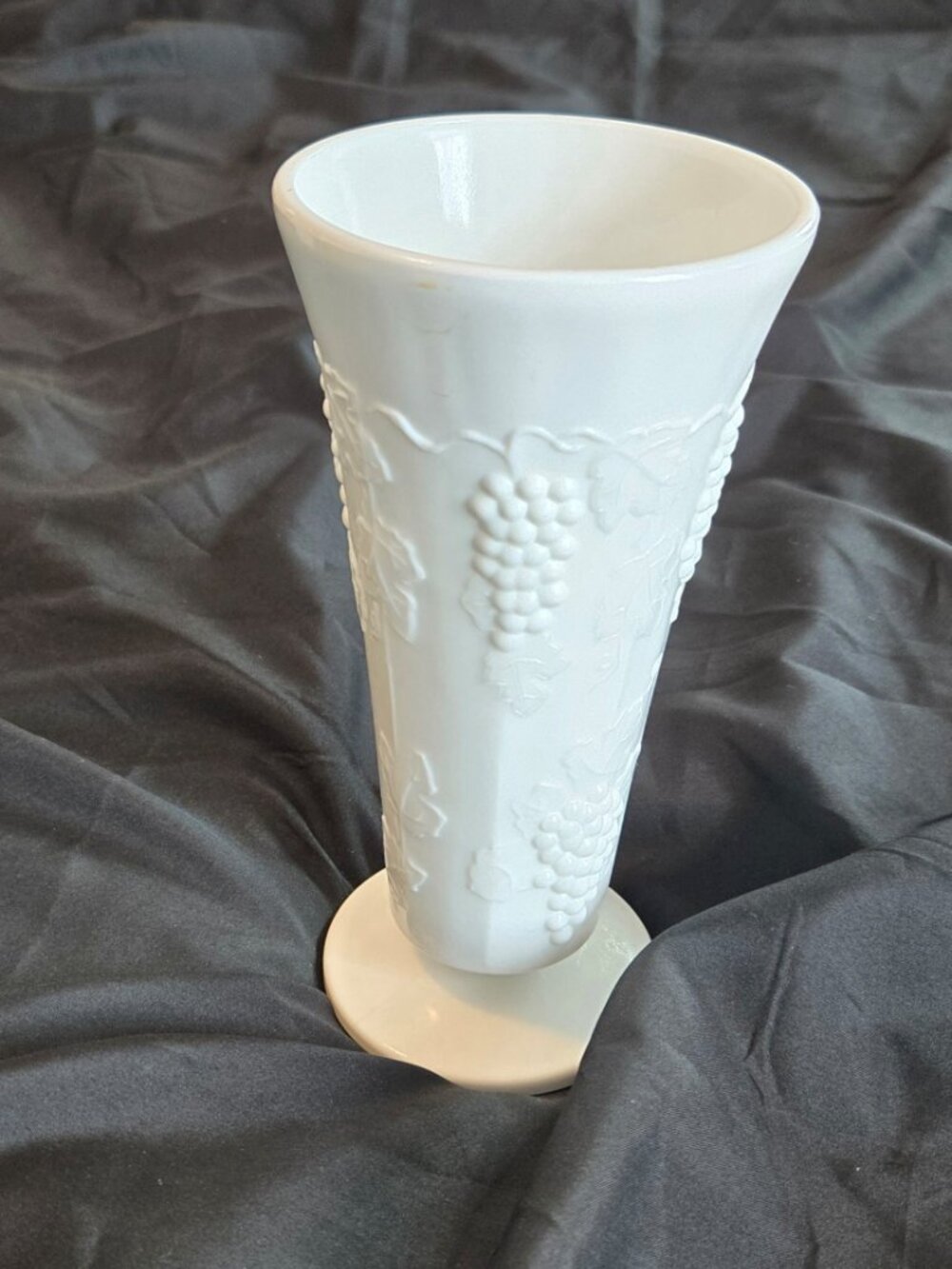 Vintage WESTMORLAND Milk Glass Paneled Grape Pattern Pedestal Vase